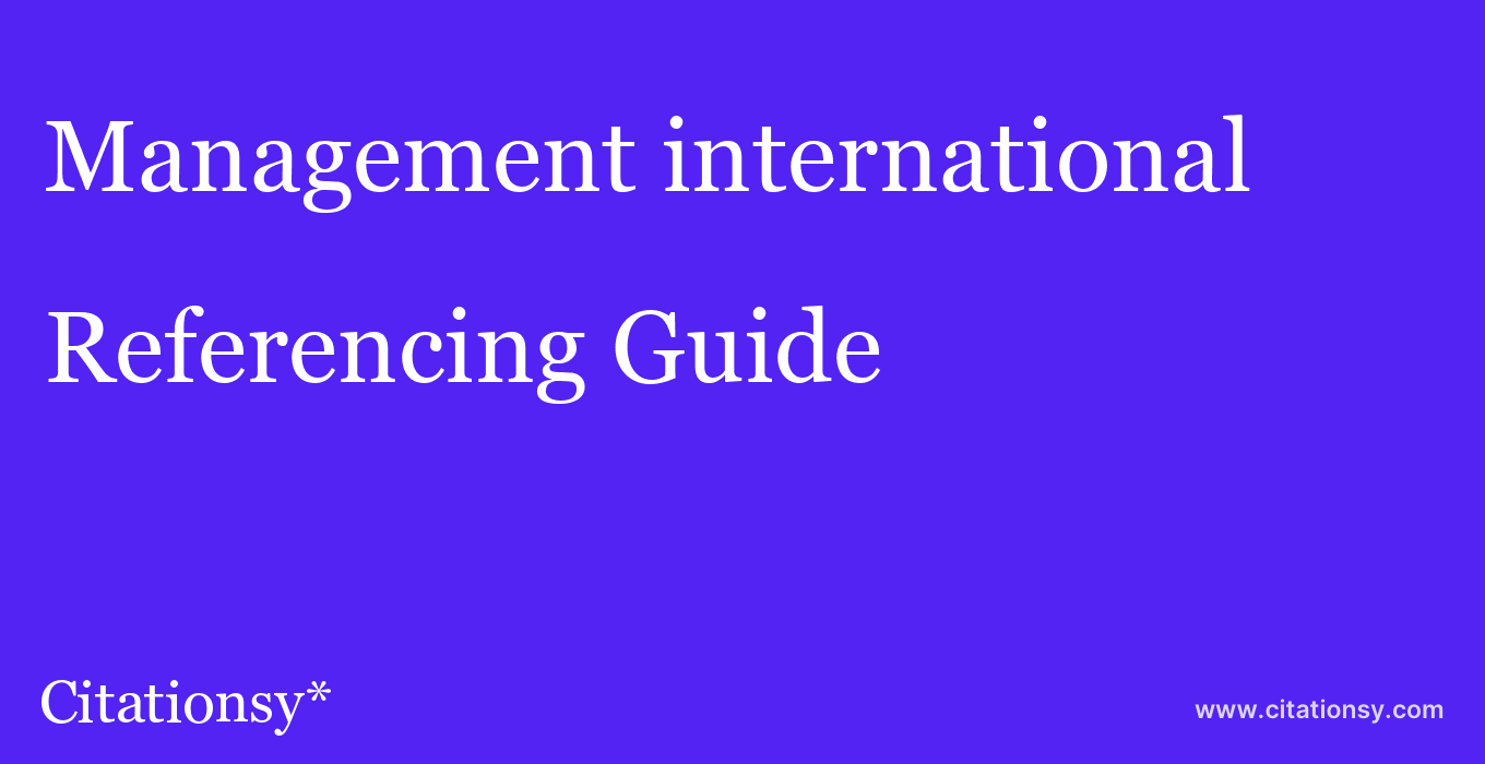 cite Management international  — Referencing Guide
